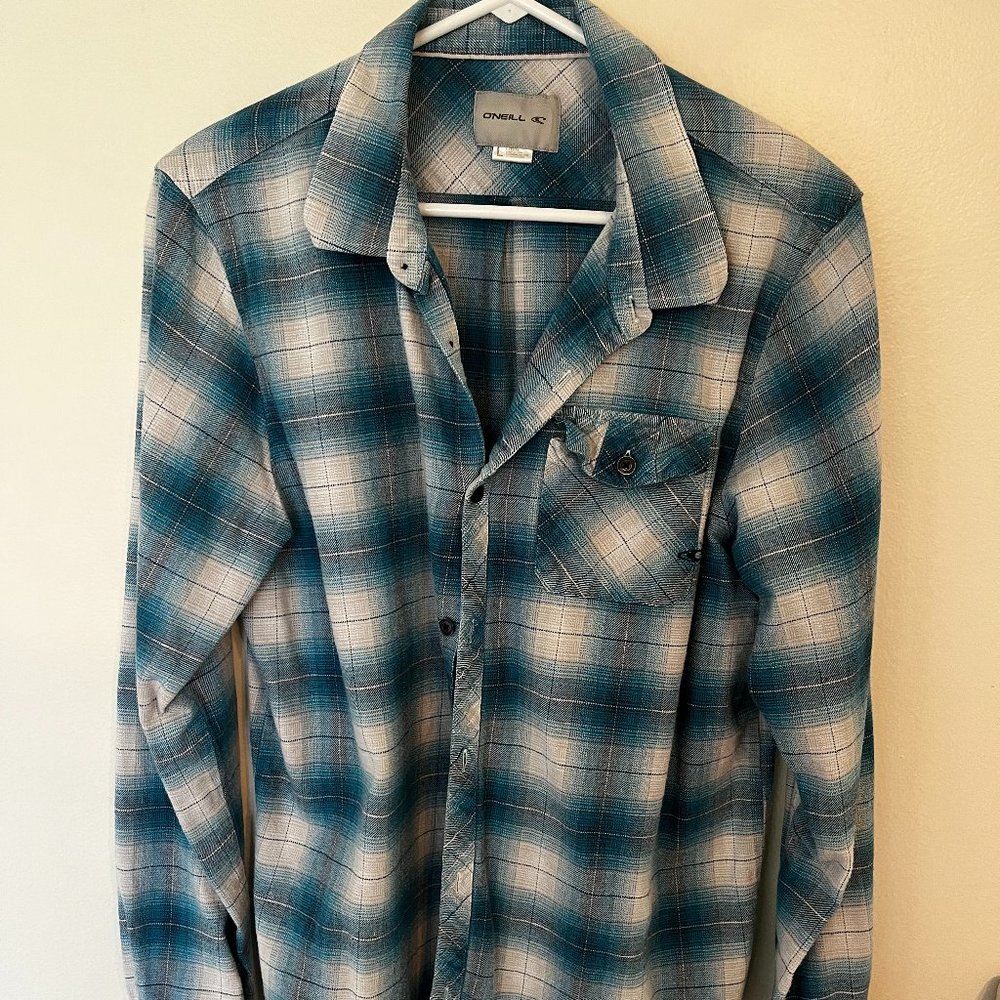 O'Neill Flannel Blue/White Size Large